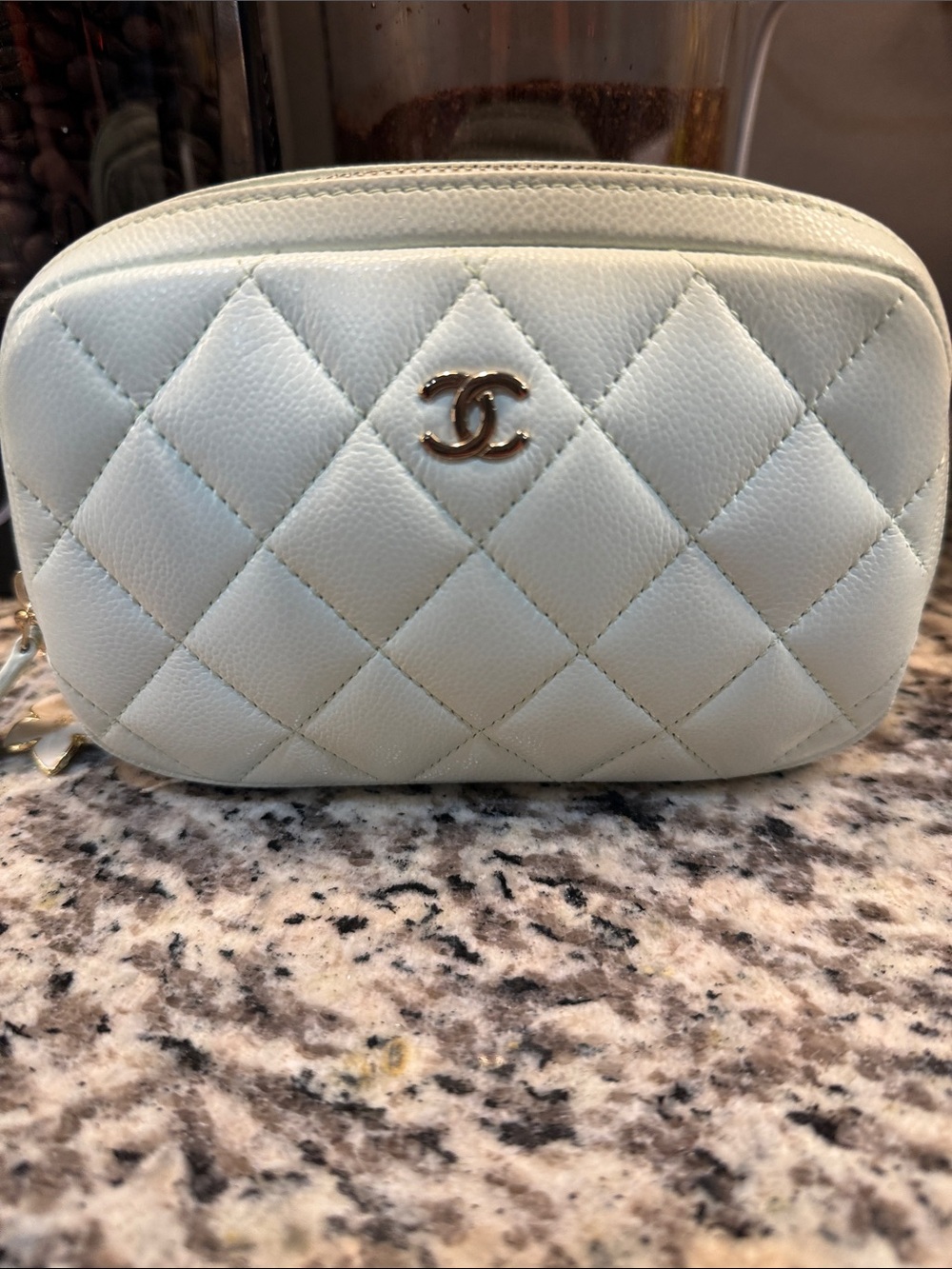 CHANEL CC Small curvy cosmetic Case - light green